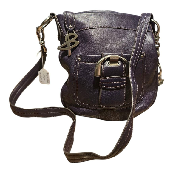 b. makowsky Handbags - B. Makowsky Genuine Leather Crossbody Bag – Eggplant Purple, Silver Hardware